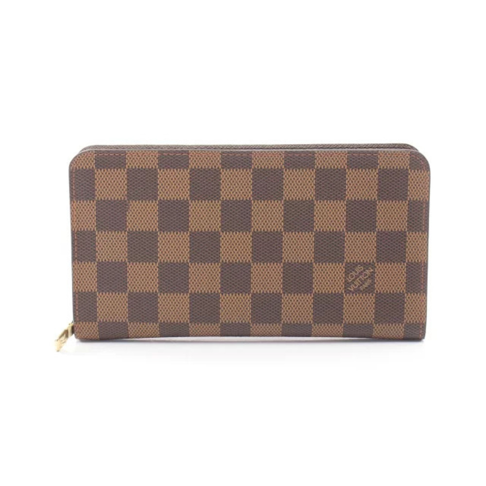 Louis Vuitton Portemonnaie Zip Damier Ebene Brown Round Long Wallet Brown